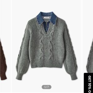 Commense Gray Cable Knit Sweater